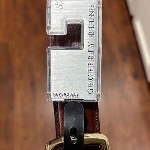 Geoffrey Beene Reversible Leather Belt with Gold Buckle